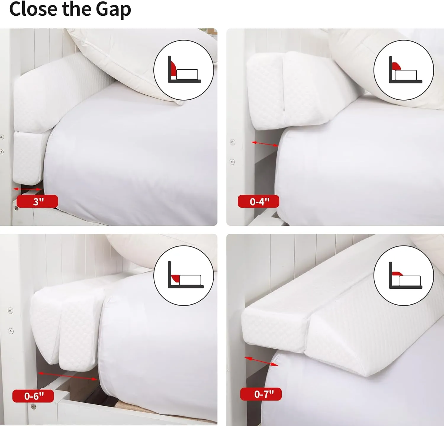 MABOZOO Pillow Wedge for Headboard Gap,White Bed Wedge Gap Filler King Size,Foldable Bed Wedge Pillow for Headboard,Foam Mattress Gap Filler,76"x6"x6"