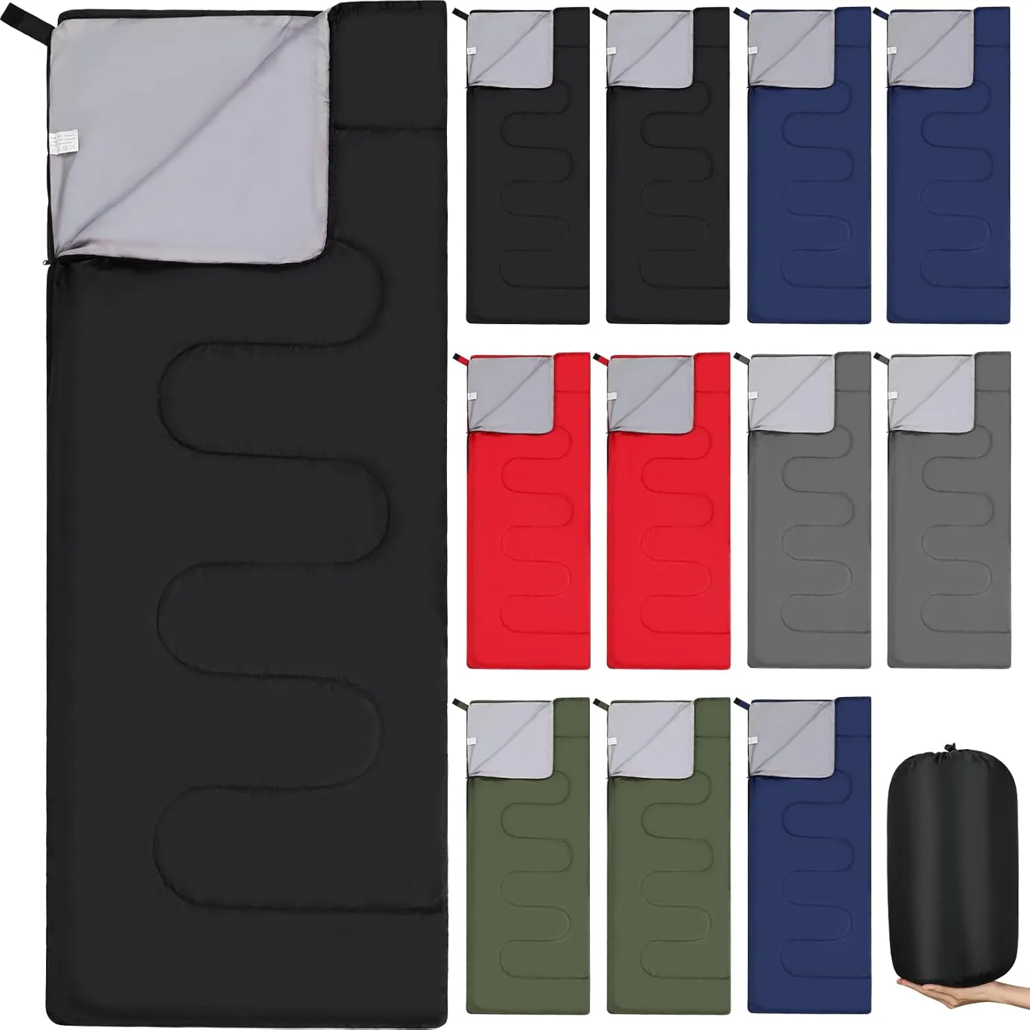 Macarrie 12 Pack Sleeping Bags for Adults Bulk Warm Cold Weather Kids Camping Sleeping Bag for Homeless Lightweight Waterproof Compression Sack for Backpacking Traveling Hiking Outdoor