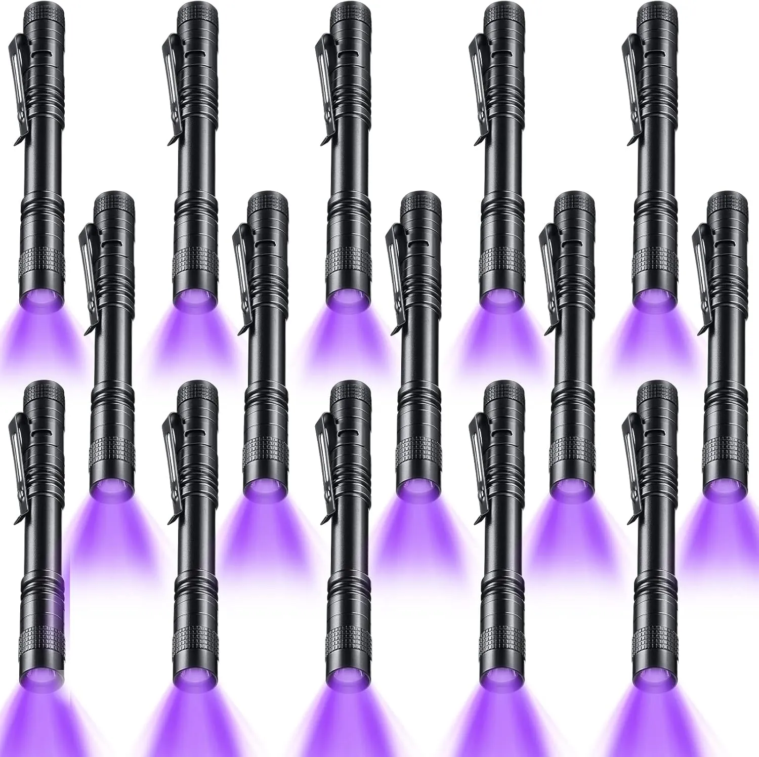 Macarrie 15 Pcs UV Light Flashlight Mini Pen Lights Handheld Flashlights Pocket Compact Torch for Leak and Hotel Inspection, Pet Urine, Stain, Dye Detector(Purple)