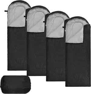 Macarrie 4 Pcs 0 Degree Camping Sleeping Bags Bulk for Adults 4 Season Warm Cold Weather Sleeping Bags with Compression Sack Lightweight Portable Waterproof for Backpacking Hiking Outdoor