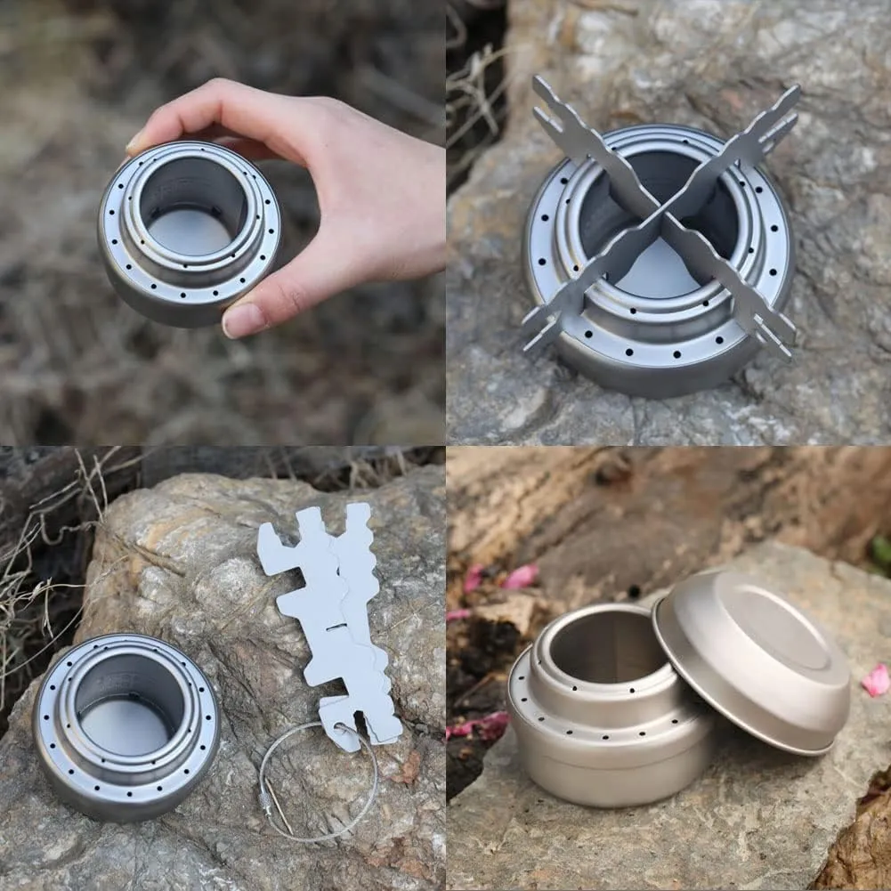 Magik 1-2 Titanium Portable Camping Hiking Alcohol Stove Cross Burner w/Lid Stand (2Pack)