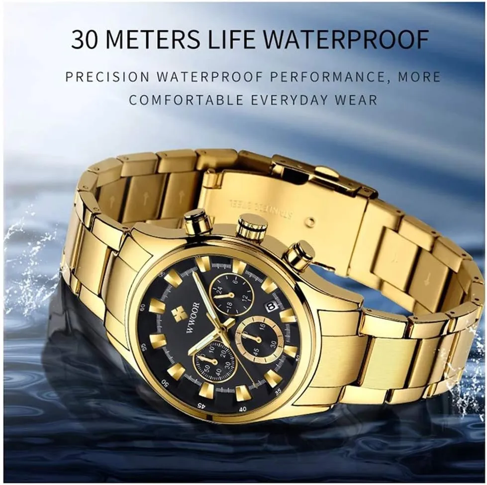 MASTOPMens Watches Stainless Steel Waterproof Watch Chronograph Wrist Watches for Men Analog Quartz Calendar Business Watches
