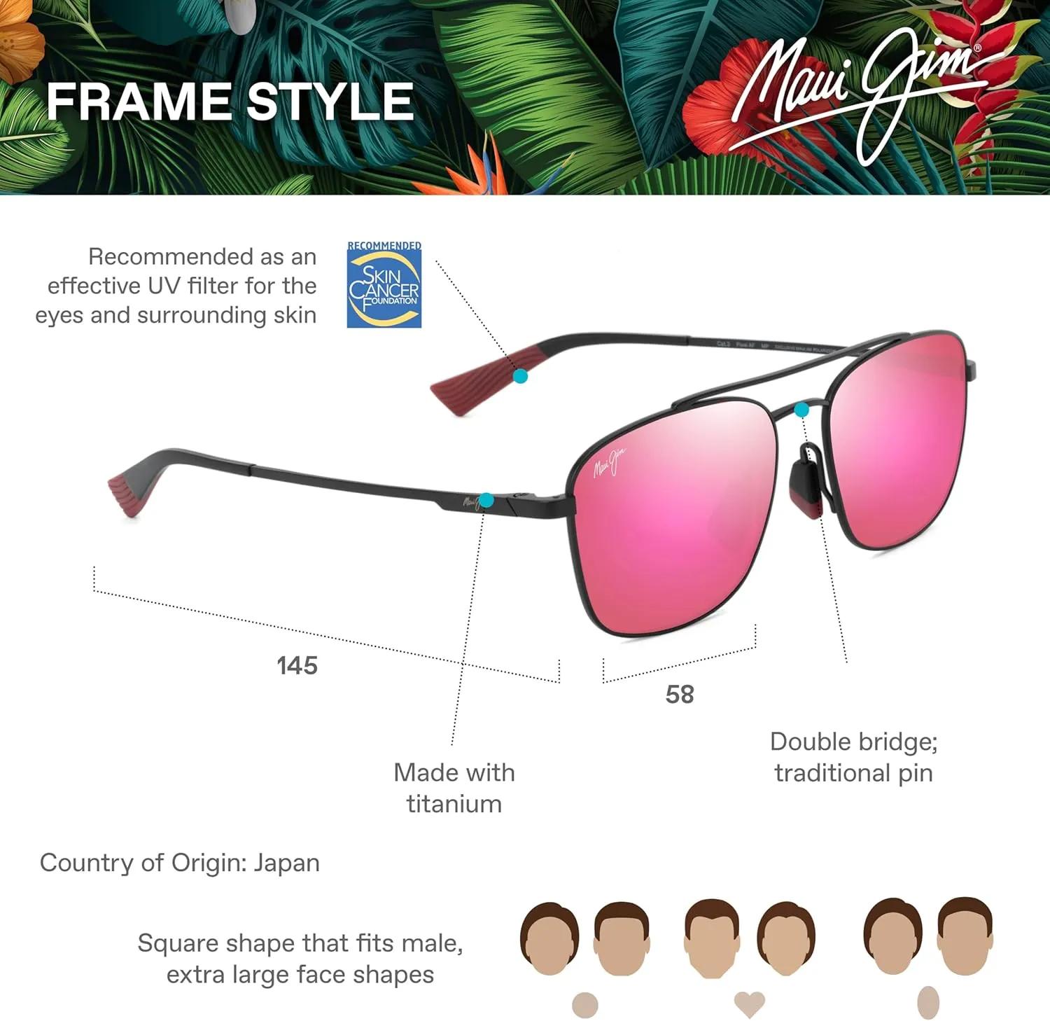 Maui Jim Piwai Af Square Sunglasses