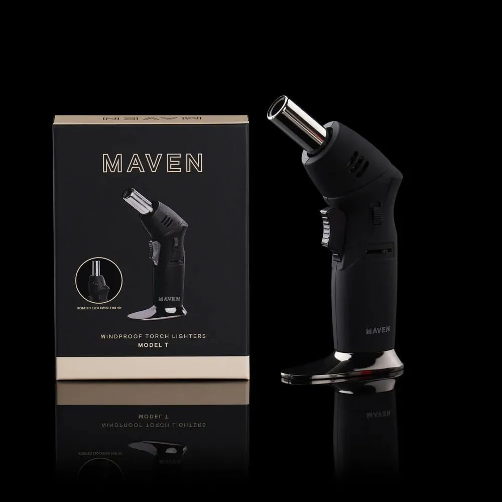 Maven Model T Butane Refillable Torch Lighter, Single Jet Windproof Adjustable Flame, Rotatable Head, Safety Lock for Camping, Cooking, Creme Brulee, Candles, Resin (Butane Not Included) (Neon Orange)