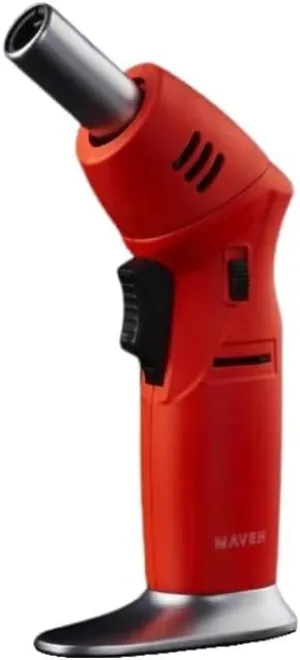 Maven Model T Butane Refillable Torch Lighter, Single Jet Windproof Adjustable Flame, Rotatable Head, Safety Lock for Camping, Cooking, Creme Brulee, Candles, Resin (Butane Not Included) (Neon Orange)
