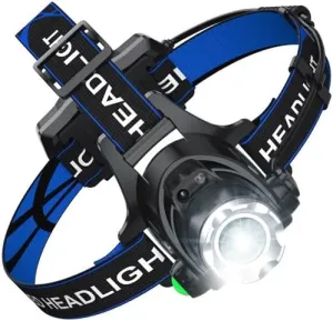 MDybf LED Headlight Strong Light Head-Mounted Small Flashlight Outdoor Long-Range Charging Hernia Induction Night Fishing Miner's Lamp, Black