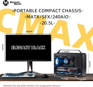 Mechanical Master C Max Desktop Compact with Handle - MATX case,Specially Designed for Longer GPUs, Supporting 240 AIO and ATX14cm/SFX PSU, Multi-Function Bracket (HDD/Fan) (Elegant Black)