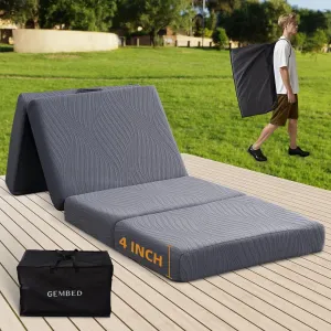 Memory Foam Camping Mattress Pad, 4 Inch Thick Waterproof Foldable Sofa Bed Floor Mattress, Portable Sleeping Pad for Adult, Sleeping Mat for Travel RV Camping Guest Yoga