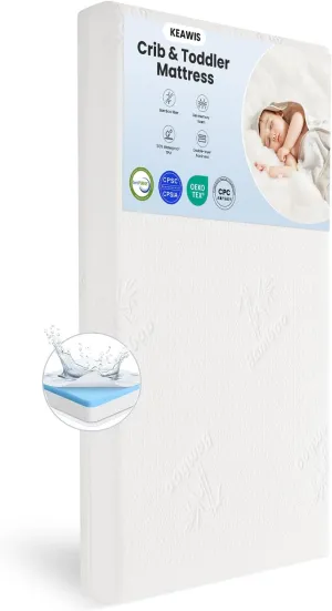 Memory Foam Crib & Toddler Mattress: Dual-Sided Soft Cribs mattresses for Waterproof - 52" x 27.6" x 5" - Breathable - Bamboo Toddler Bed Mattress Fits Baby and Kids