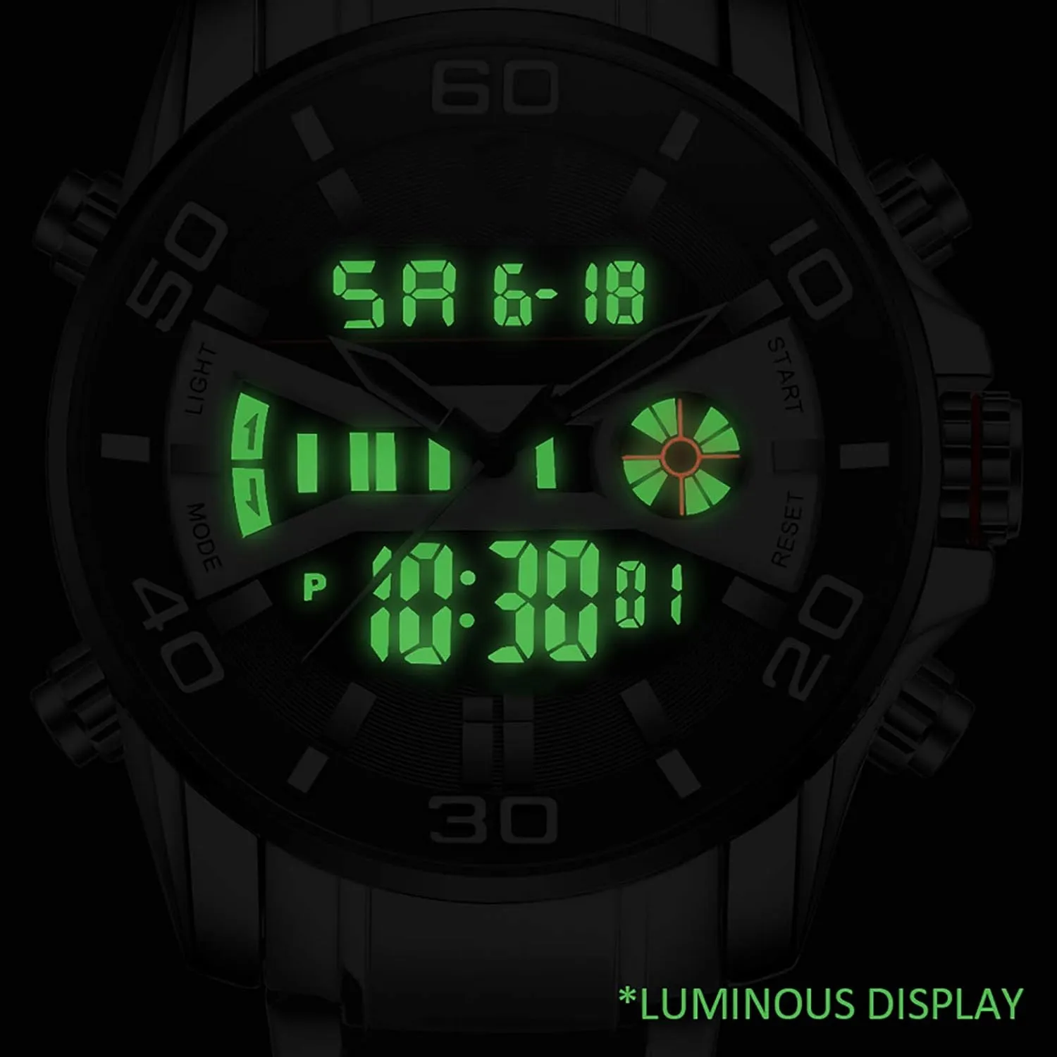Men Business Chronograph Wristwatch, Large Dial Waterproof Steel Band Watch,Multi-Function Outdoor Sports for Men Dress Watches C