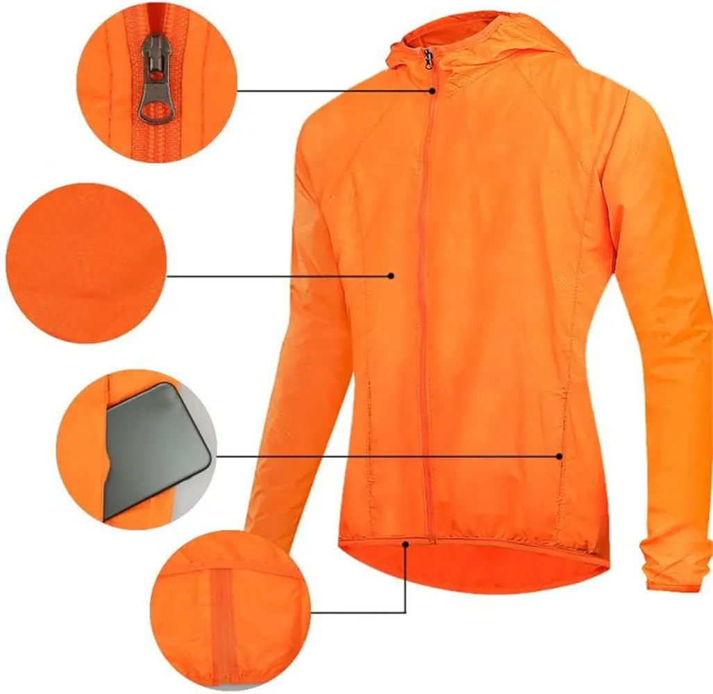 Men Riding Waterproof Cycle Hooded Jackets Long Sleeve Bike Jerseys Windproof Reflective Vest Camping Coat
