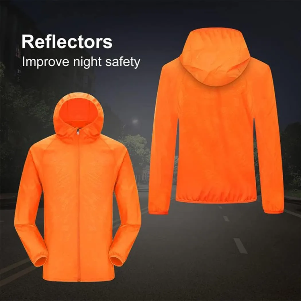 Men Riding Waterproof Cycle Hooded Jackets Long Sleeve Bike Jerseys Windproof Reflective Vest Camping Coat