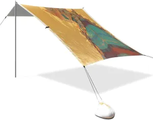 Men Rose Gold Beach Tent UPF50 Easy Setup Shade Sun Shelter with Sandbags & Sand Shovel for Camping, Picnics, Backyard & Fishing