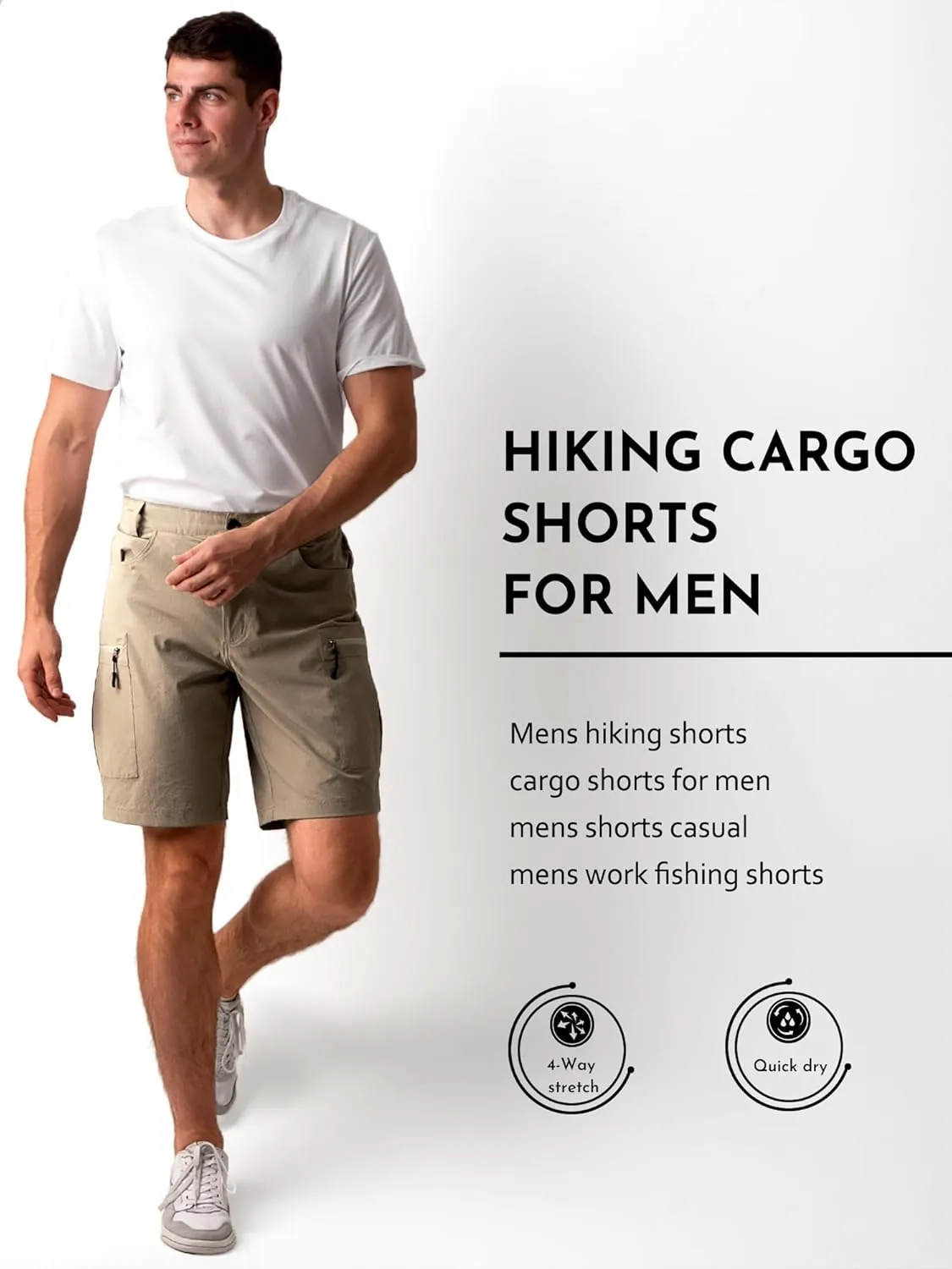 Mens Hiking Cargo Shorts Stretch Quick-Dry Outdoor Casual Work Shorts for Men Camping Fishing