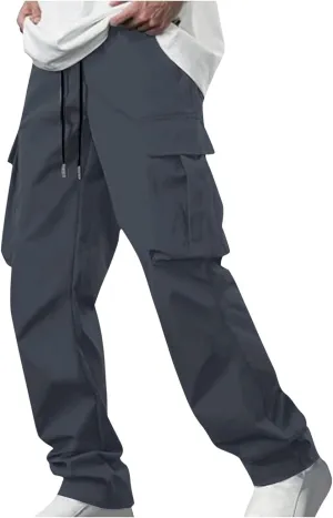Mens Pants Slim Fit Casual Drawstring Quick Dry Elastic Waist Pants for Men Sports Travel Workout Classic Trousers