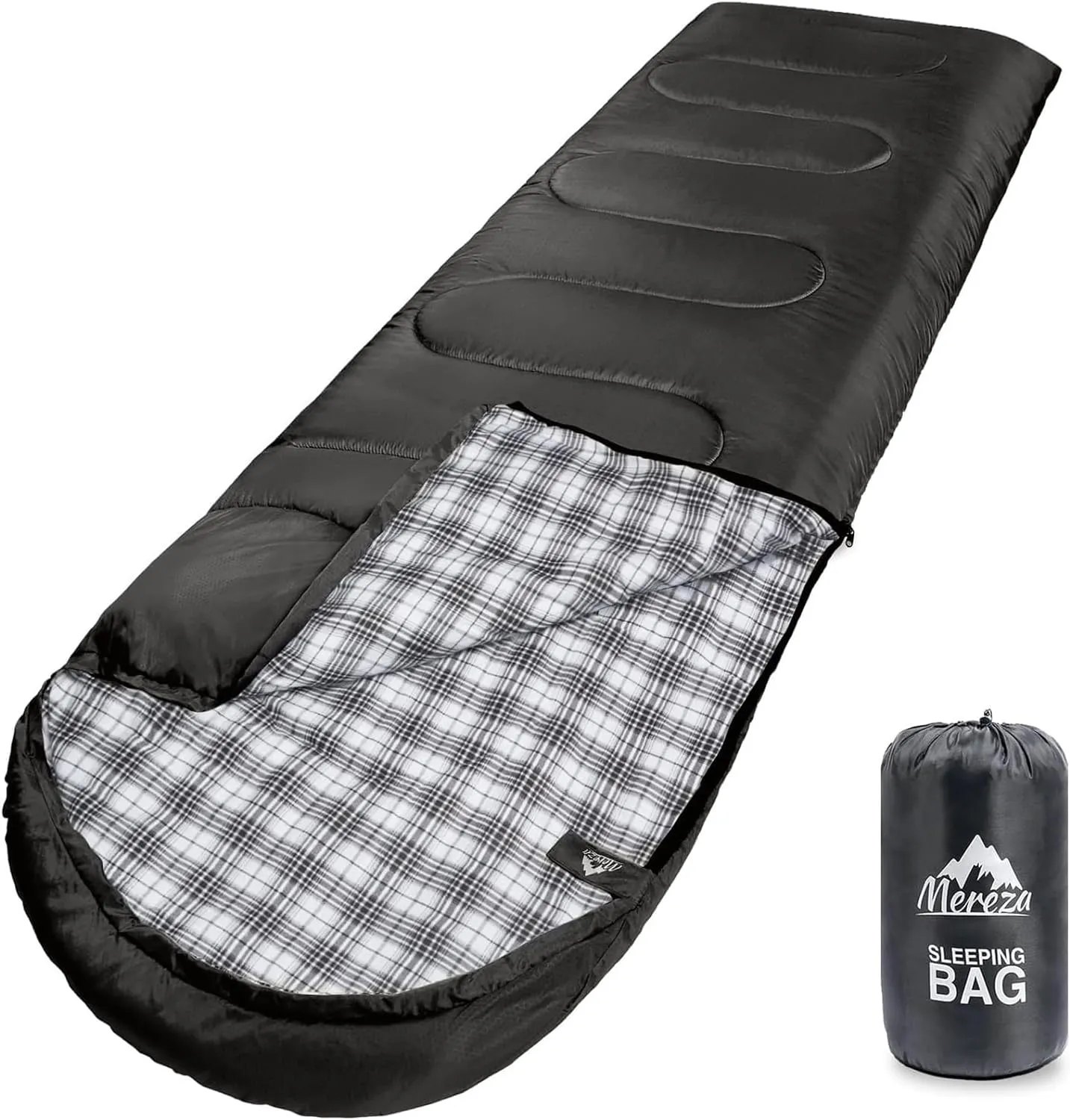 MEREZA Flannel Sleeping Bag for Adults XL, Large Wide Sleeping Bags for Camping Mens Warm Cotton Sleeping Bag 4 Season Warm & Cool Weather