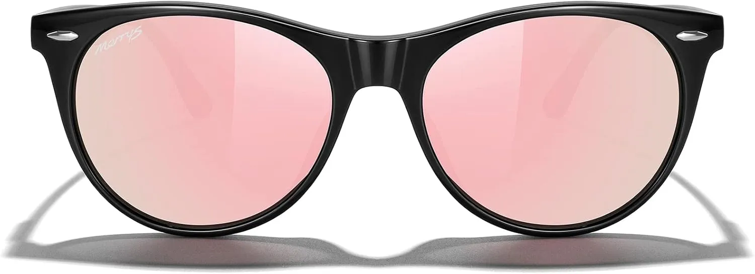 MERRY'S Retro Round Polarized Sunglasses for Women Fashion Trendy Shades S6185