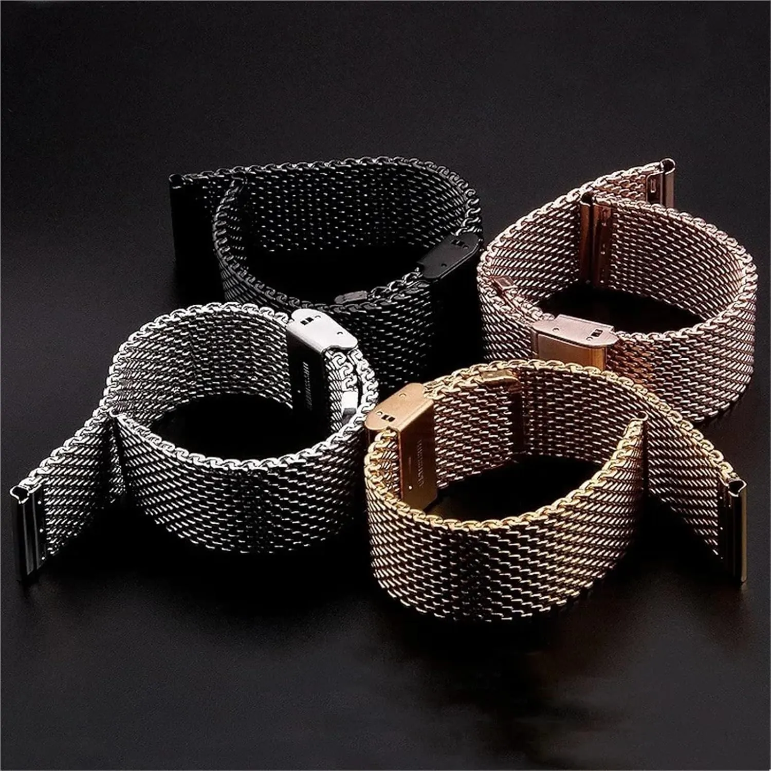 Mesh Stainless Steel Bands 18 20 22 24mm Men Miss Metal Universal Watchband