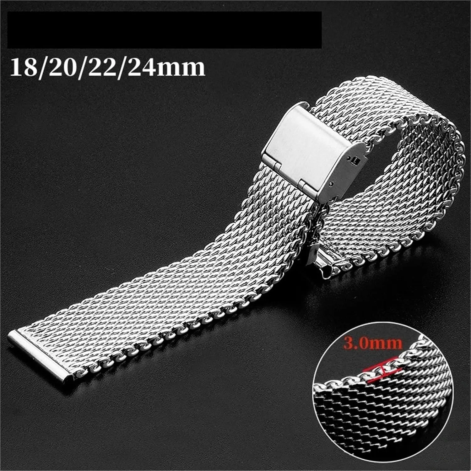 Mesh Stainless Steel Bands 18 20 22 24mm Men Miss Metal Universal Watchband