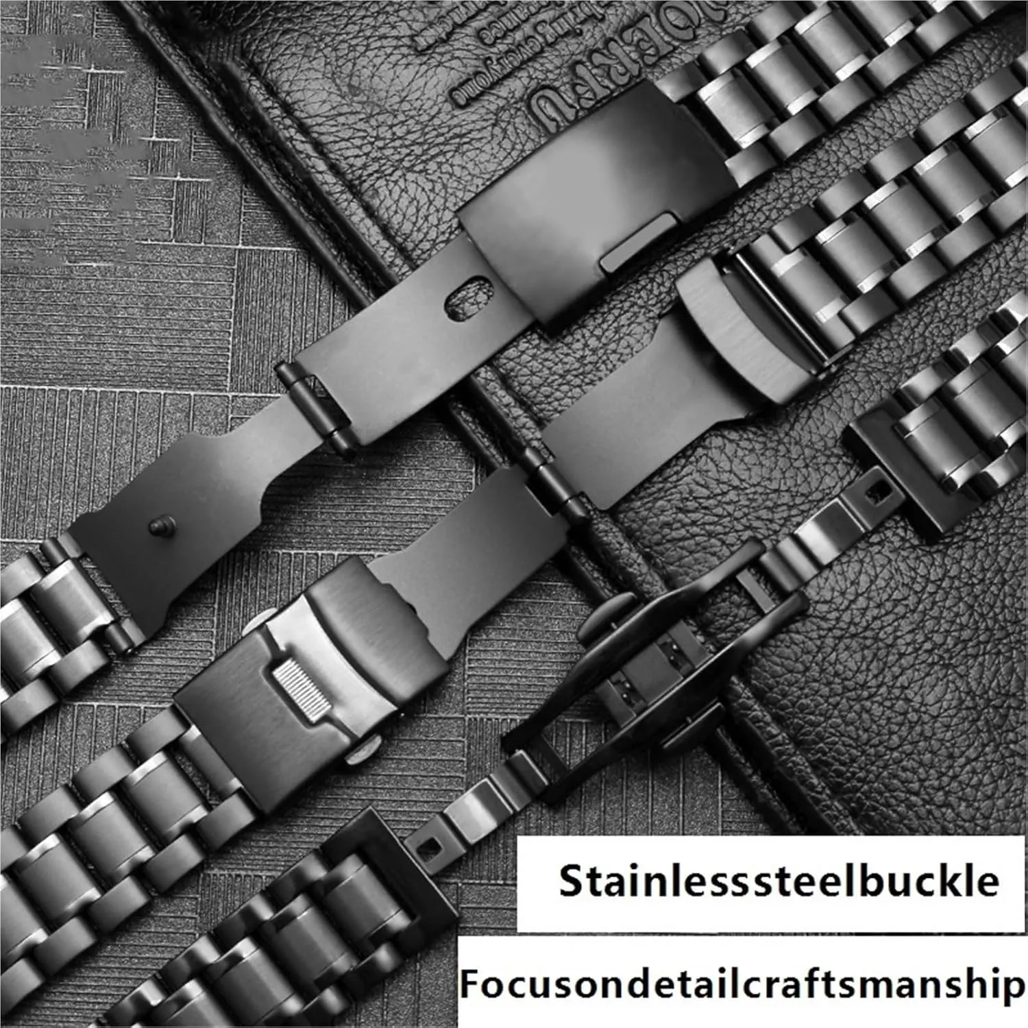 Metal Watch Band Stainless Steel Strap 20mm 22mm Folding Buckle Bracelet Strap for Smart Watch Traditional Watch Men Women Watch Accessories