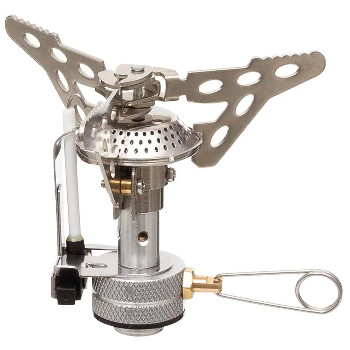MFH camping hiking piezo gas burner stove foldable trekking lightweight cookware