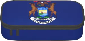 Michigan State Flag print Large Capacity Storage Bag Travel Office Supplies Box, Makeup Bag, Desk Organizer with