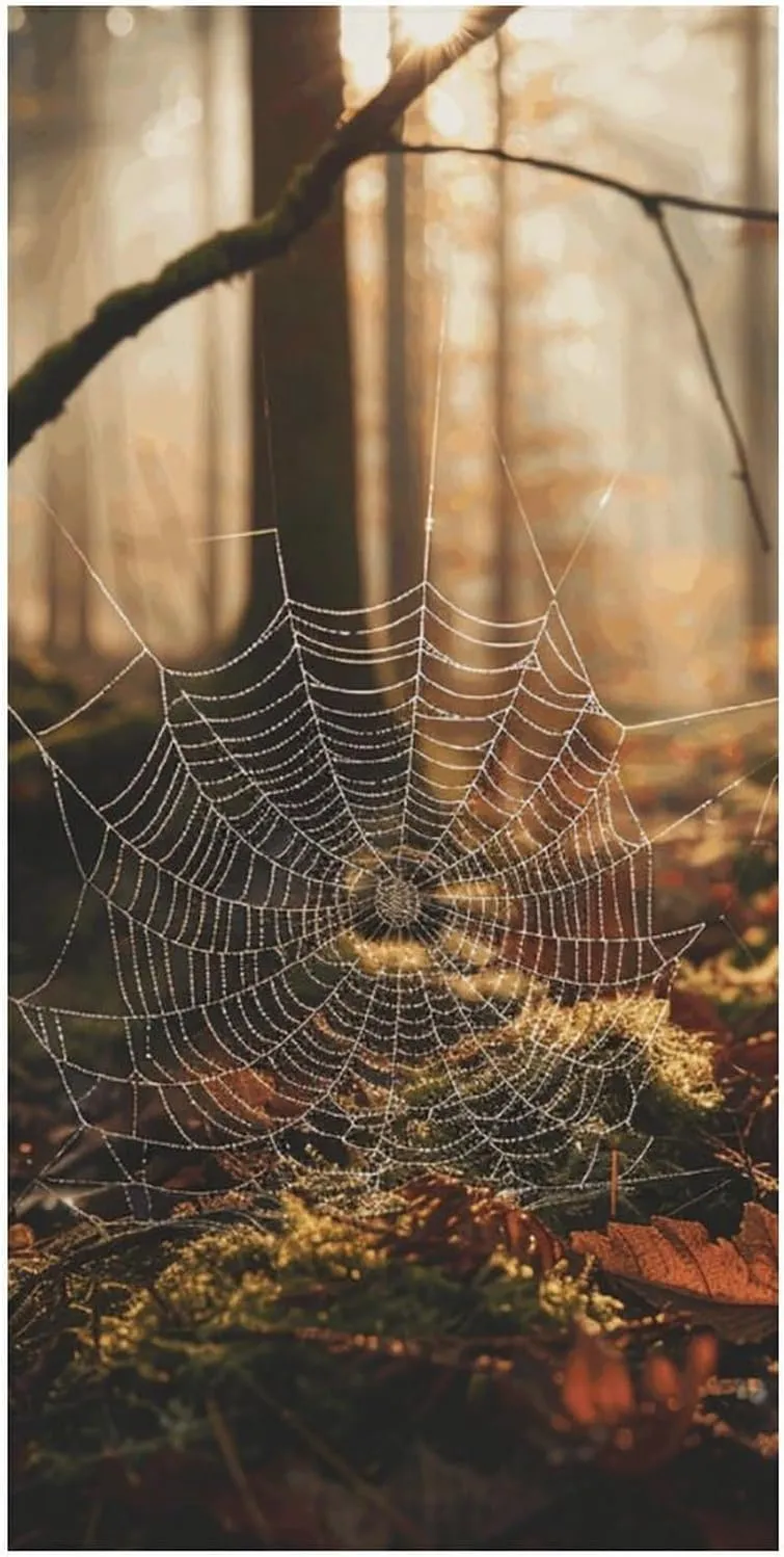 Microfiber Beach Towel Spider Web on The Ground Printed Bath Towel Picnic Mat Sports Towel Sand Free Oversize for Pool Camping Yoga Workout Traveling Unisex, 160x80cm, Style