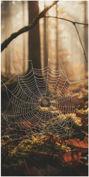 Microfiber Beach Towel Spider Web on The Ground Printed Bath Towel Picnic Mat Sports Towel Sand Free Oversize for Pool Camping Yoga Workout Traveling Unisex, 160x80cm, Style
