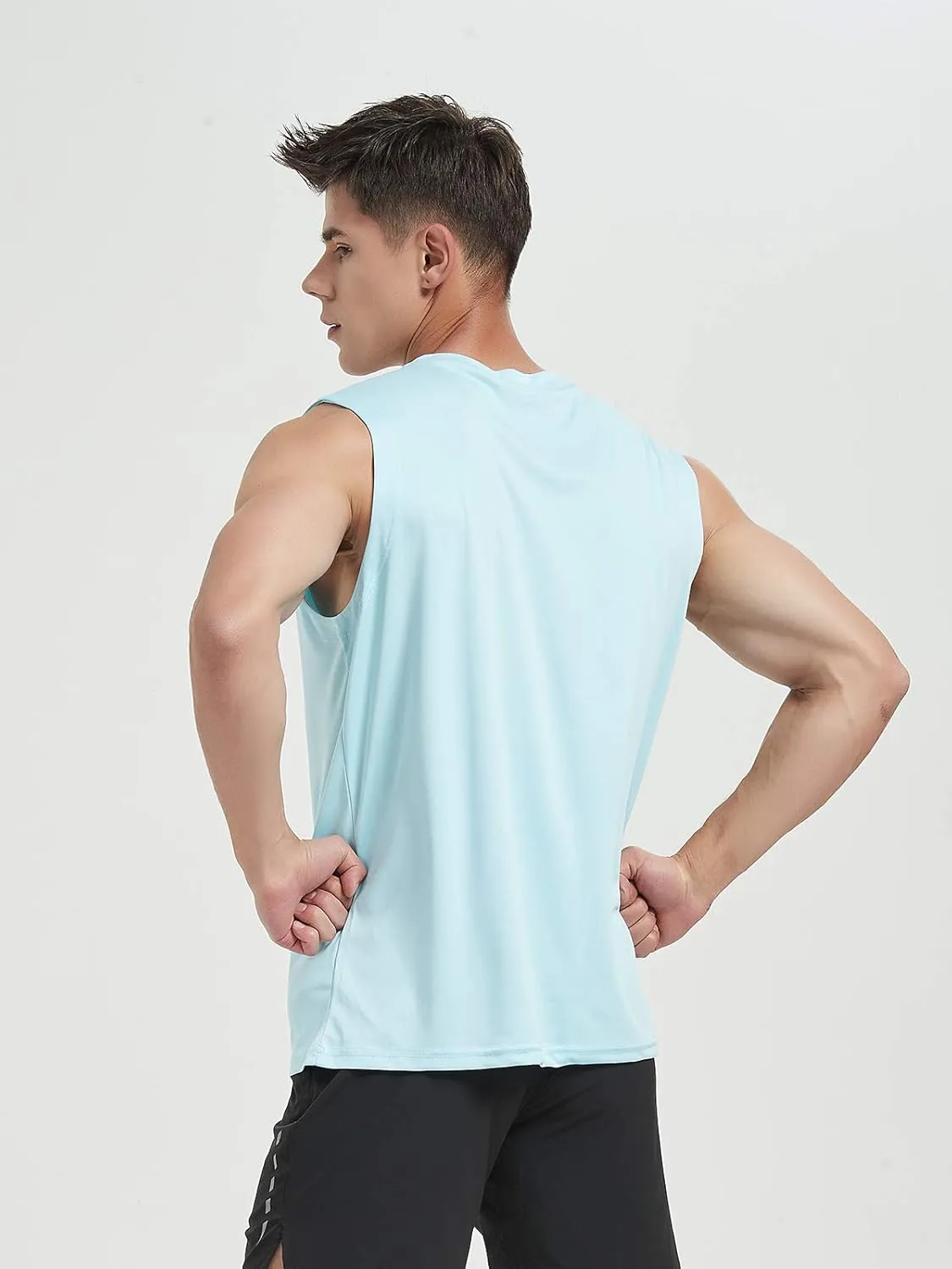 MIER Men's Workout Tank Tops UPF 50  Swim Shirts Quick Dry Running Sleeveless UV Protection Muscle Tees