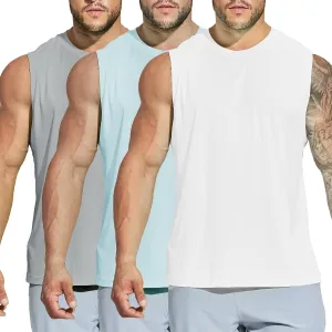 MIER Men's Workout Tank Tops UPF 50  Swim Shirts Quick Dry Running Sleeveless UV Protection Muscle Tees
