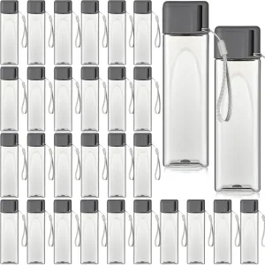 Mifoci 30 Pcs Water Bottle Bulk 17 oz Plastic Sports Water Bottles for Kids Adults Reusable Leak Proof Portable Drink Container Large for School Classroom Travel Camping Fitness Office(Grey)