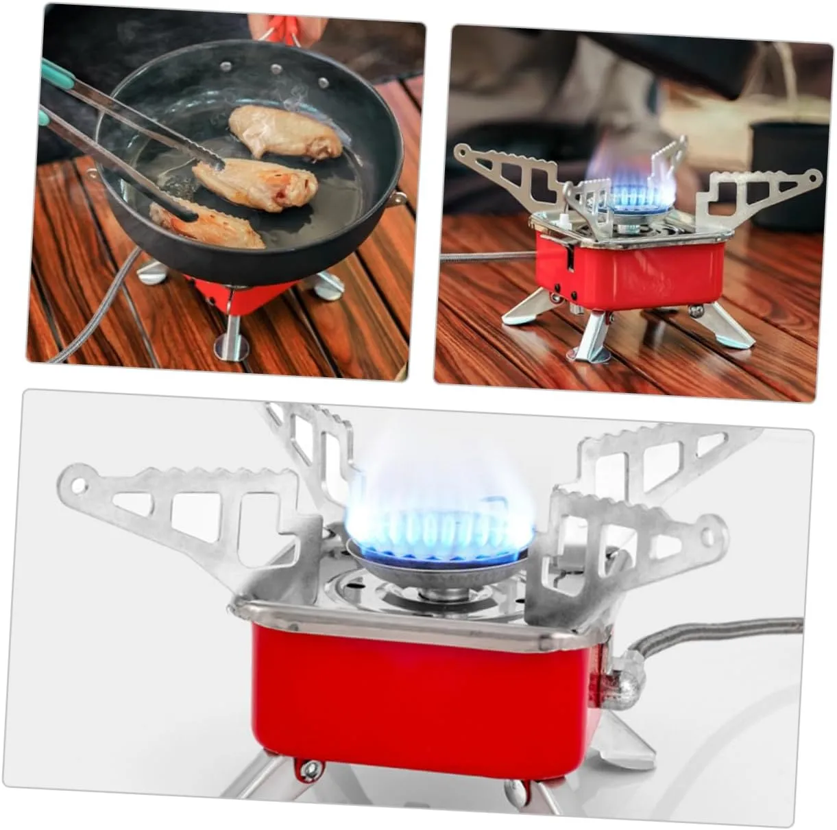 Mikikit 3pcs Portable Folding Camping Stove Compact Burning Stove for Hiking Picnics and Outdoor Cooking Lightweight Easy to up for Backpacking and Fishing