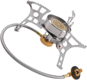 Mikikit Portable Camping Stove Windproof Gas Oven Compact Outdoor Burner for Hiking
