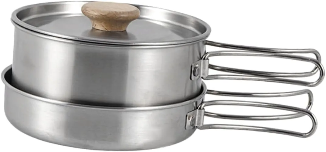 Milisten Reusable Folding Handle Pot Camping Cookware Kit Stove Camping Pan Set