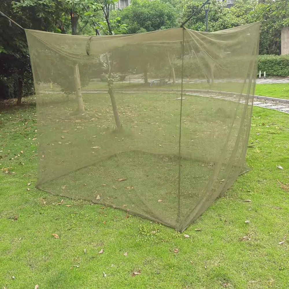 Military Green Mosquito Net - Portable Tactical Camping Net with Ultra-Fine Mesh, Fits Single/Double Beds & Cots (75"x35"x67" & 78"x67"x70") (Double L78in*W67in*H70in)