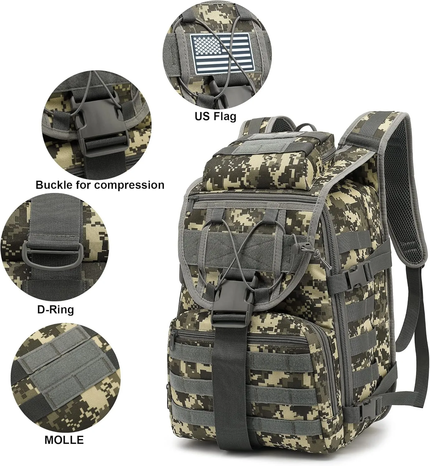 Military Tactical Backpack for Men, Survival Army Backpacks for Camping Hiking Trekking