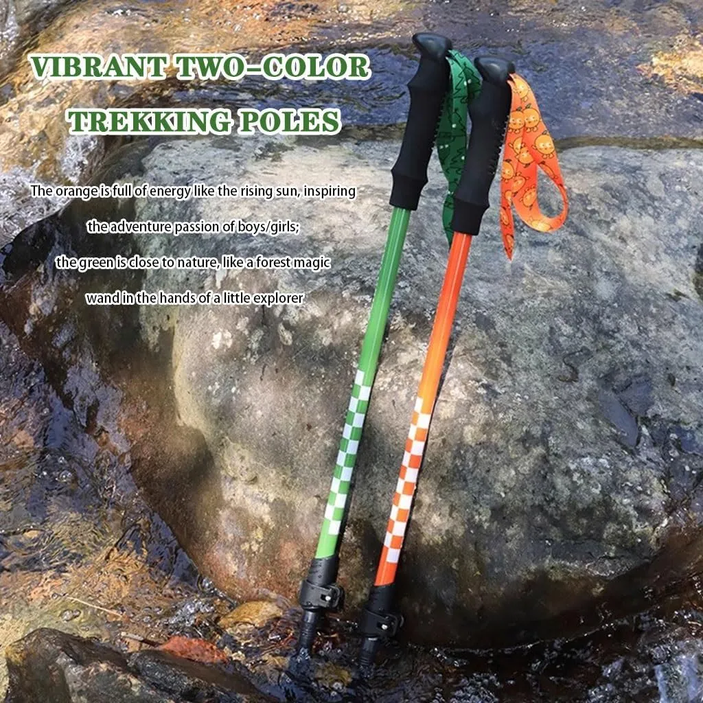 Mini Boys/Girls Trekking Pole, 6061 Aluminum Alloy Hiking Poles, Lightweight, Shock-Absorbent, Equipped with Safety Locking System