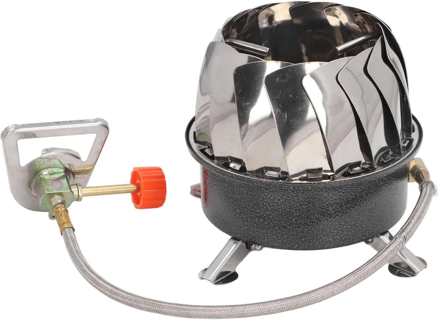 Mini Camping Stove, High Efficiency Foldable Windproof Backpacking Gas Stove for Outdoor Hiking (Round with Tube Buckle)