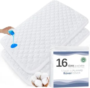Mini Crib Mattress Protector Cover 38" x 24", 2 Pack Waterproof Mini Crib Mattress Pad Sheets for Babyletto, Dream On Me, Delta, Quilted Cotton Terry Surface