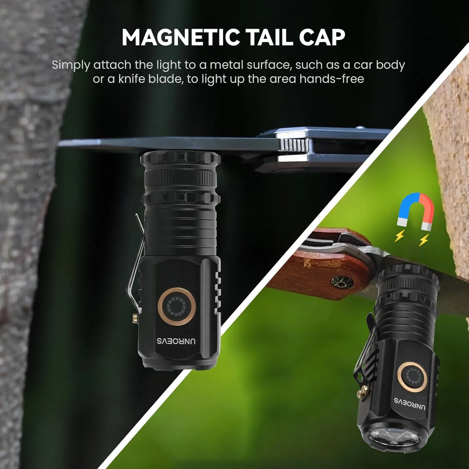 Mini Flashlight 2550 Lumens Rechargeable USB C Charging, Small Flashlights High Lumens 5 Modes, Pocket Flashlight with Clip, Magnetic Flashlight for EDC,Camping, Hiking,Emergency