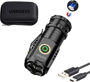 Mini Flashlight 2550 Lumens Rechargeable USB C Charging, Small Flashlights High Lumens 5 Modes, Pocket Flashlight with Clip, Magnetic Flashlight for EDC,Camping, Hiking,Emergency