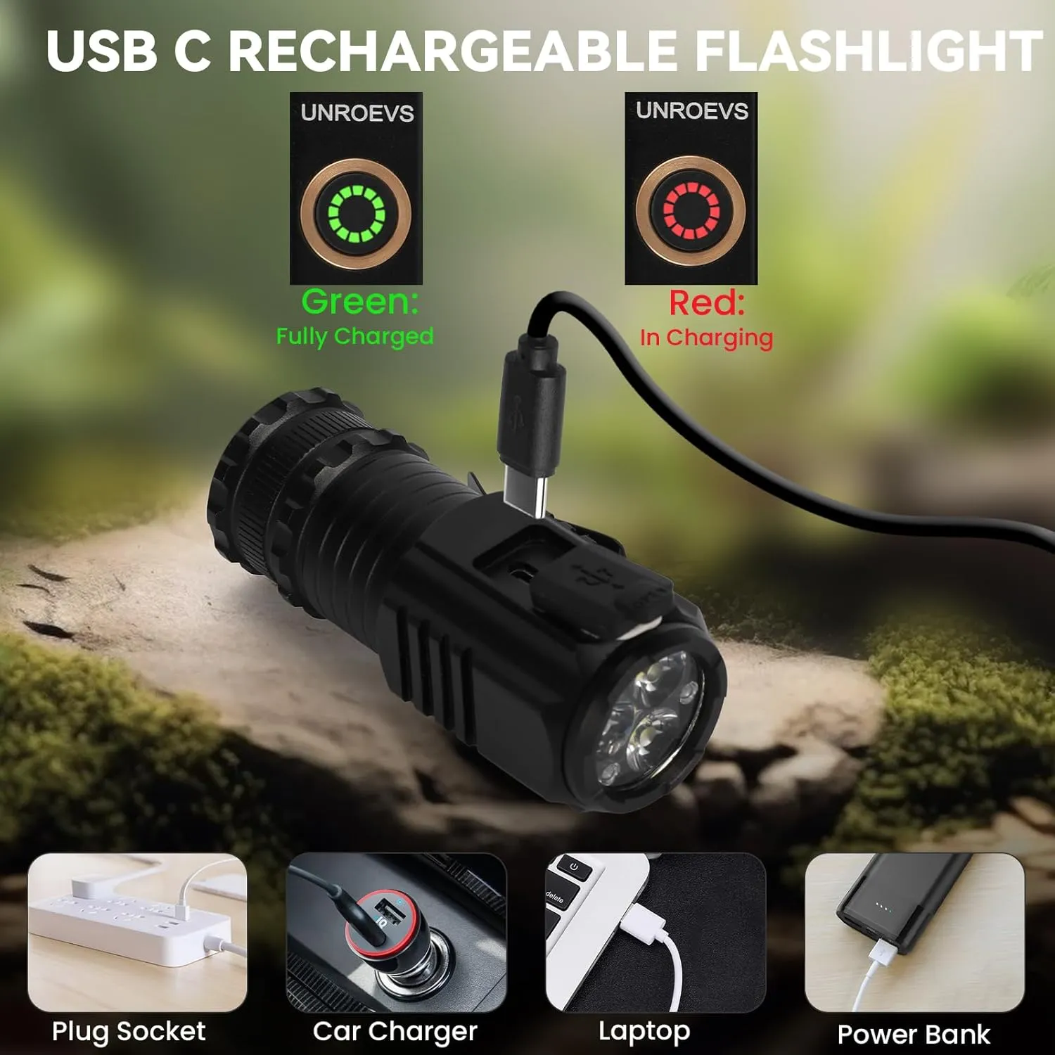Mini Flashlight 2550 Lumens Rechargeable USB C Charging, Small Flashlights High Lumens 5 Modes, Pocket Flashlight with Clip, Magnetic Flashlight for EDC,Camping, Hiking,Emergency