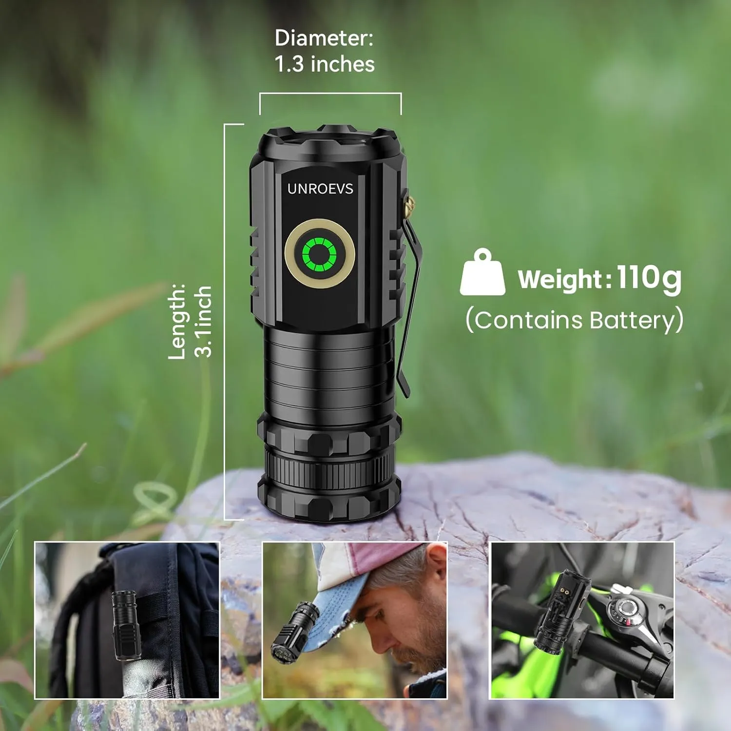 Mini Flashlight 2550 Lumens Rechargeable USB C Charging, Small Flashlights High Lumens 5 Modes, Pocket Flashlight with Clip, Magnetic Flashlight for EDC,Camping, Hiking,Emergency