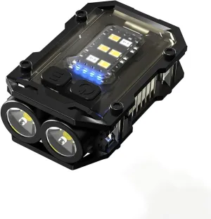 Mini Powerful Flashlight, 8 Modes Pocket Flash Light, Mini Keychain Flashlight with Clip, with COB Sidelight, Type-C Rechargeable for Hiking, Camping, Emergency (Black-A)