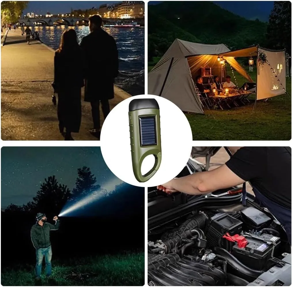 Mini Super Bright LED Manual Flashlight, Hand Crank Solar Powered Flashlight, USB Rechargeable Home Flashlight, for Traveling, Mountaineering(B,14.5cm*1)