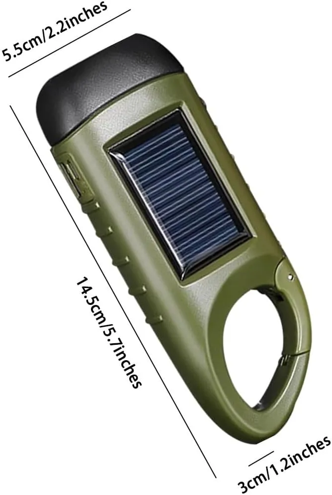 Mini Super Bright LED Manual Flashlight, Hand Crank Solar Powered Flashlight, USB Rechargeable Home Flashlight, for Traveling, Mountaineering(B,14.5cm*1)