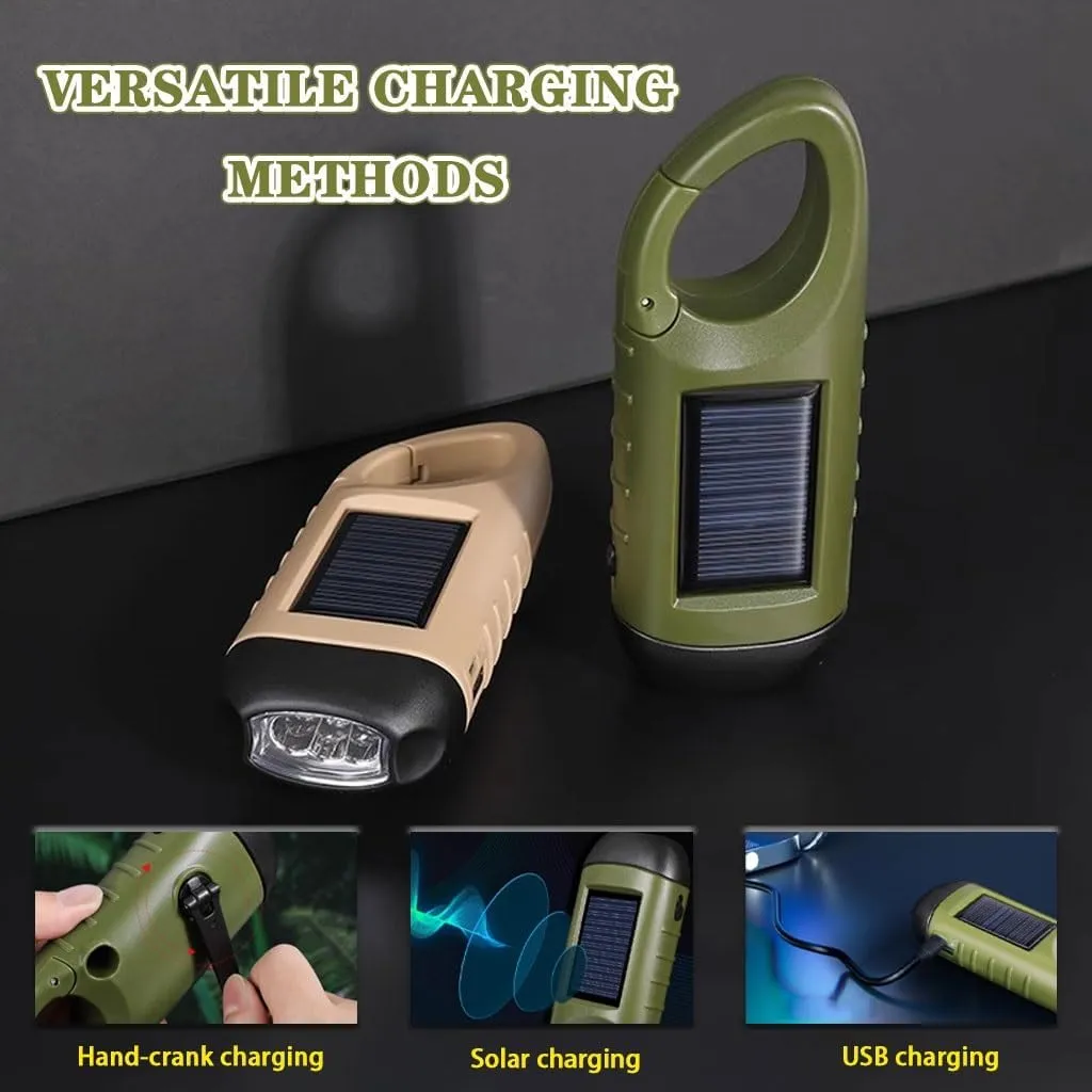 Mini Super Bright LED Manual Flashlight, Hand Crank Solar Powered Flashlight, USB Rechargeable Home Flashlight, for Traveling, Mountaineering(B,14.5cm*1)