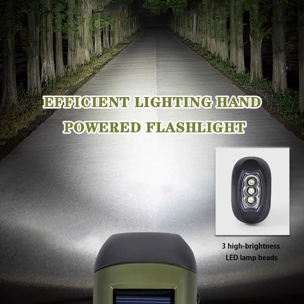 Mini Super Bright LED Manual Flashlight, Hand Crank Solar Powered Flashlight, USB Rechargeable Home Flashlight, for Traveling, Mountaineering(B,14.5cm*1)