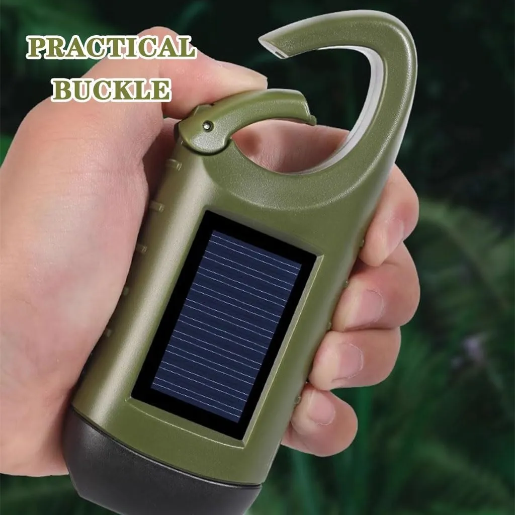 Mini Super Bright LED Manual Flashlight, Hand Crank Solar Powered Flashlight, USB Rechargeable Home Flashlight, for Traveling, Mountaineering(B,14.5cm*1)