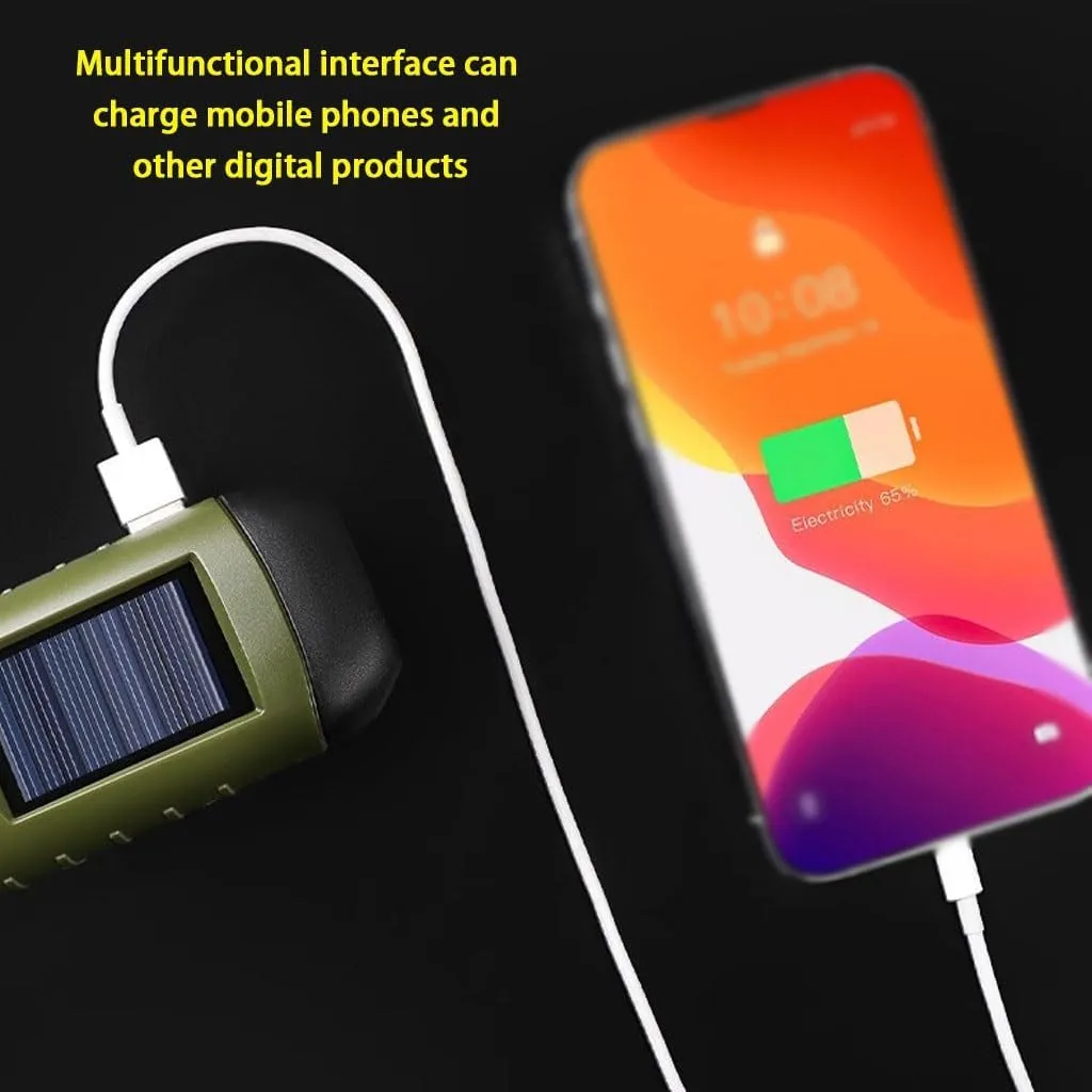 Mini Super Bright LED Manual Flashlight, Hand Crank Solar Powered Flashlight, USB Rechargeable Home Flashlight, for Traveling, Mountaineering(B,14.5cm*1)